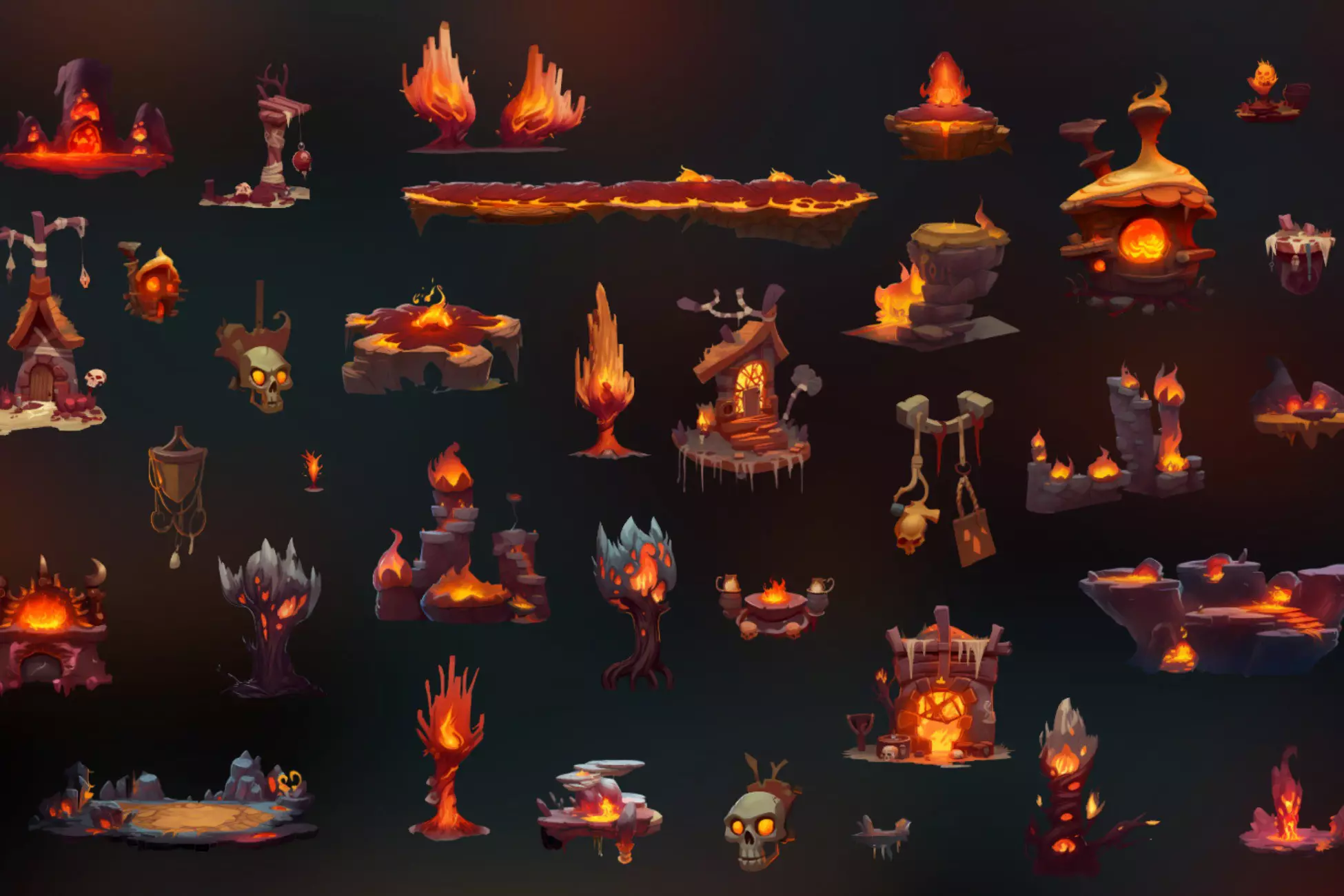 Animated 2d Hell Platformer Game Ready Environments Asset