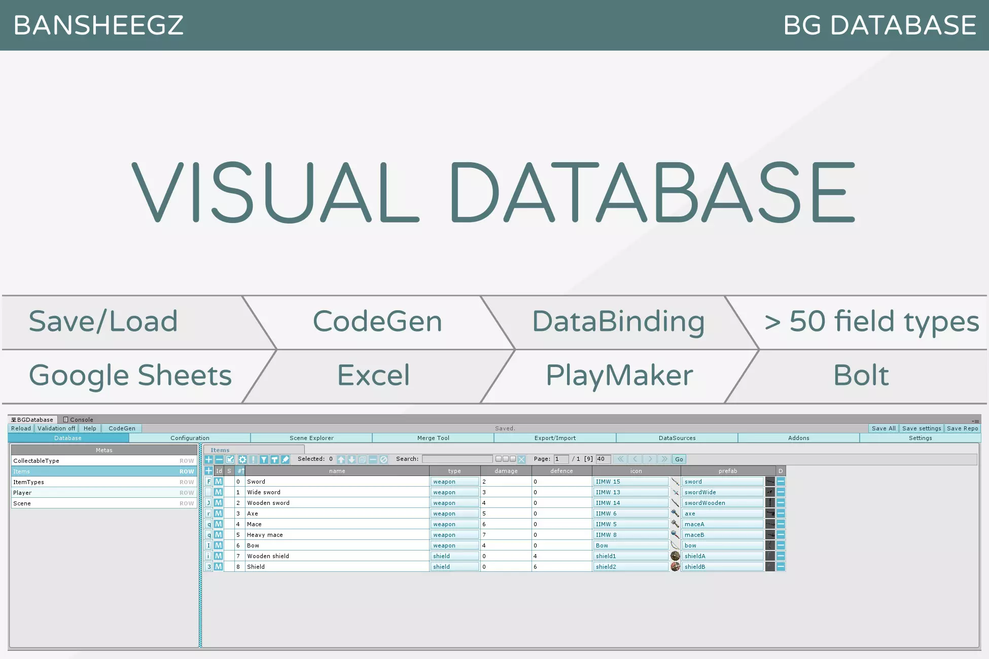 BG Database | Data editor with Google Sheets and Excel syncing