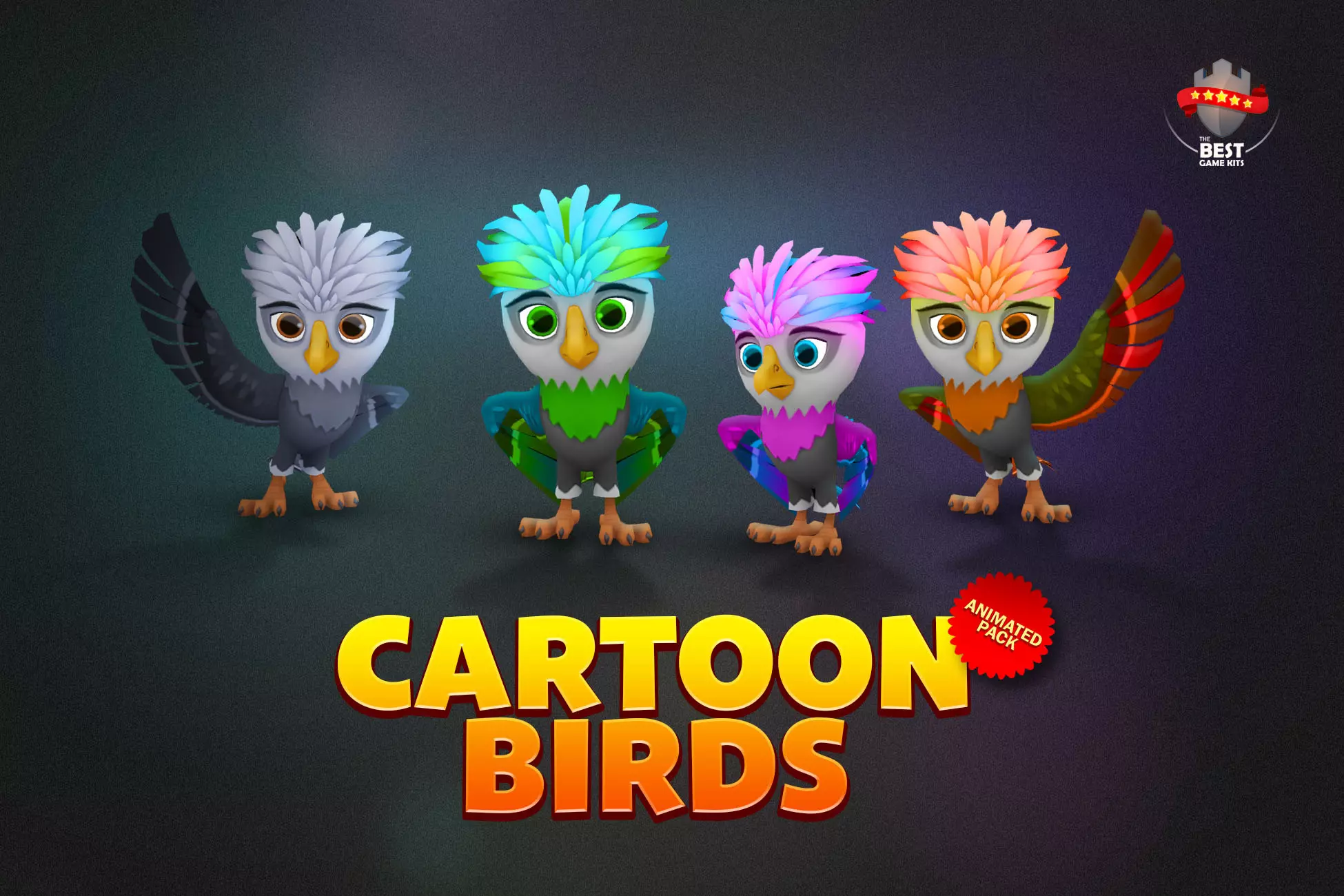 Cartoon birds animated pack
