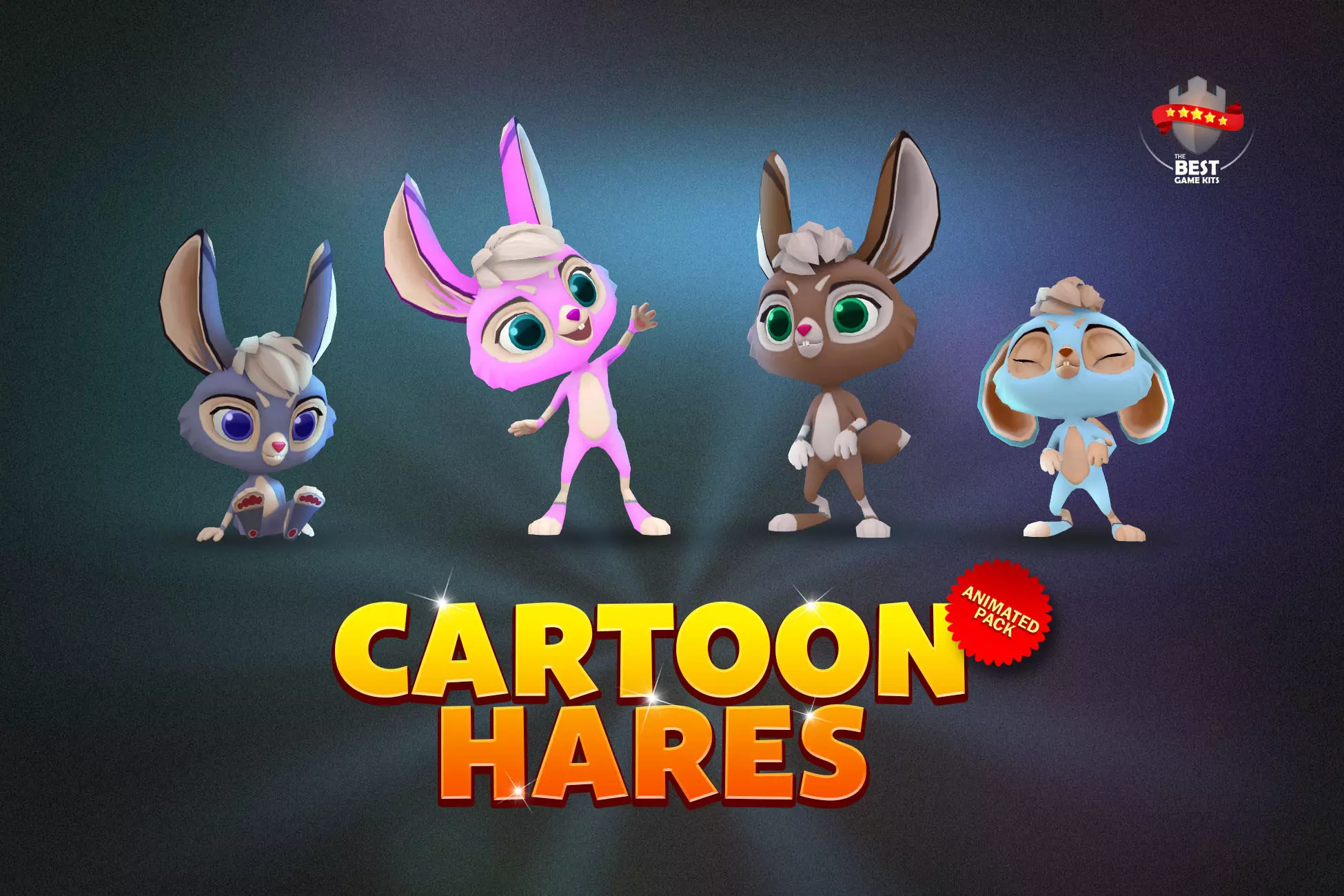 Cartoon hares animated pack