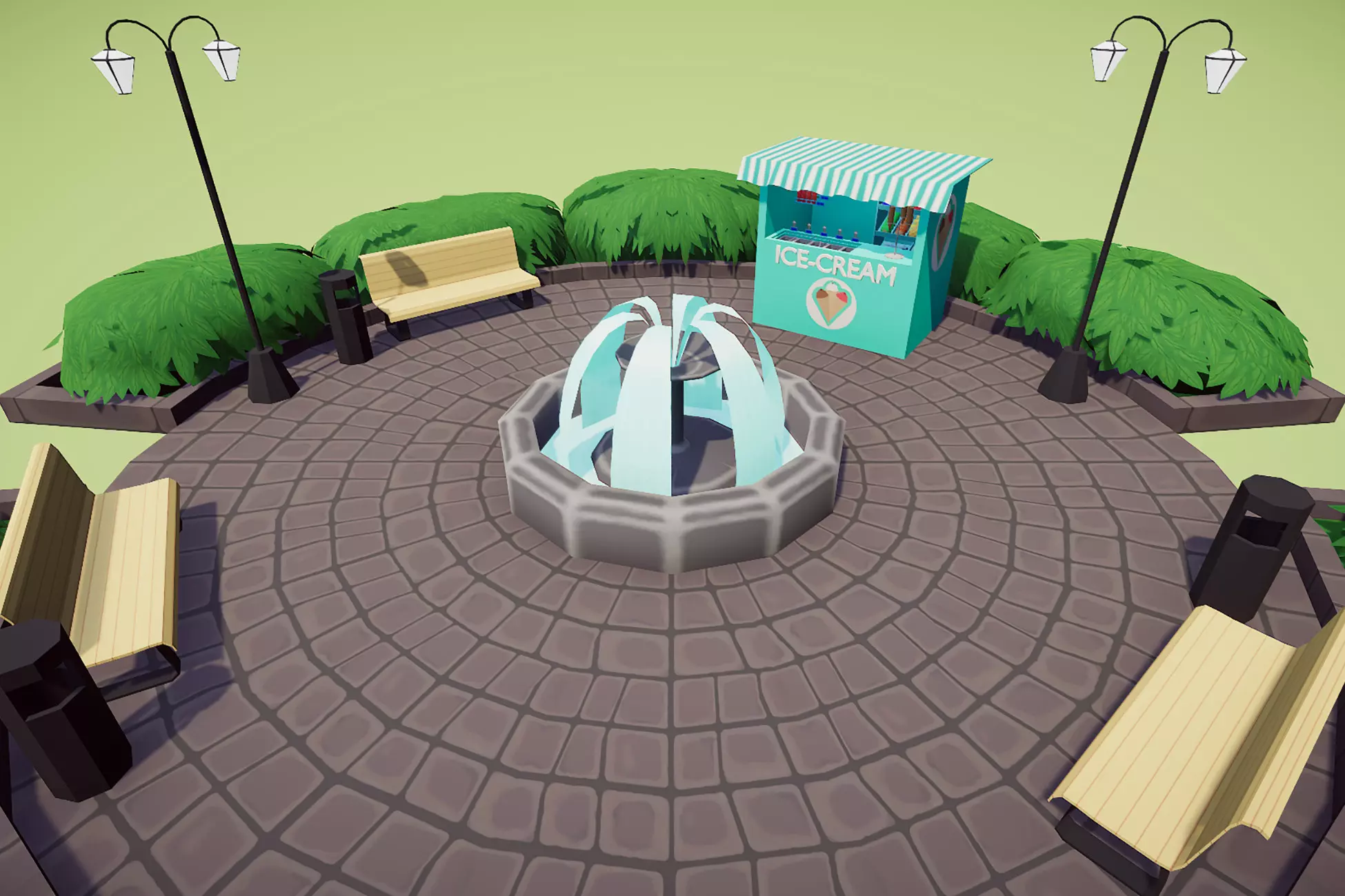 Lowpoly Town Square