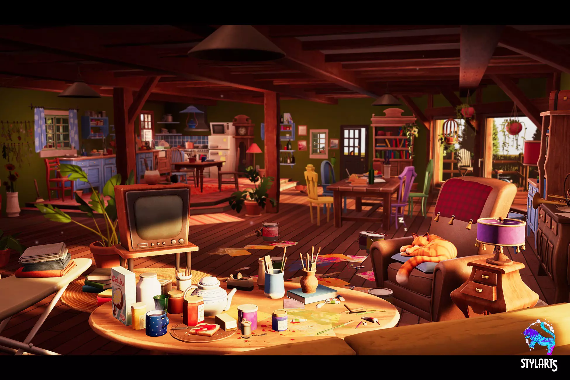 Stylized Countryside House Interior