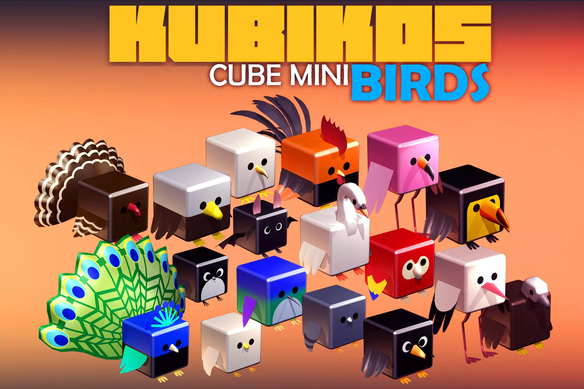 KUBIKOS - Animated Cube Mini BIRDS