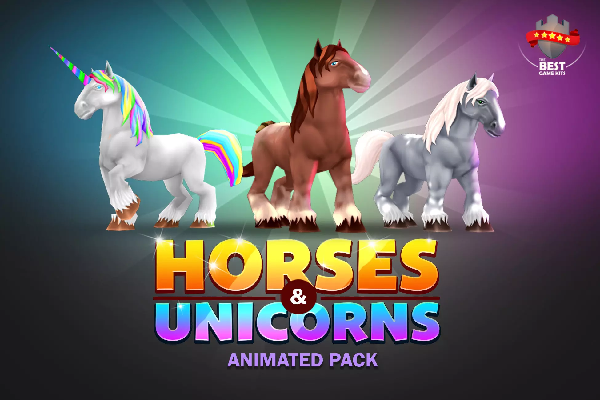 Horses & unicorns animated pack